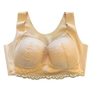 Comfit Women's Lace Trim Comfort Wireless Bralette XL Beige